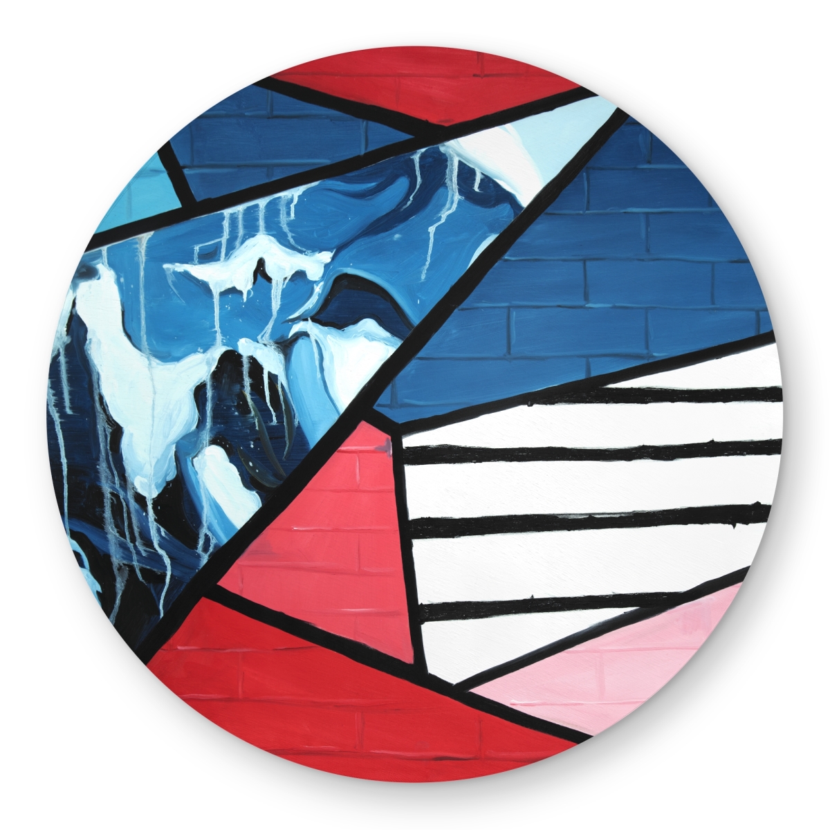 C1COAR55IF5GHJ 5 x 5 ft. Diagonal Unity - Retro Pattern Round Outdoor Area Rug
