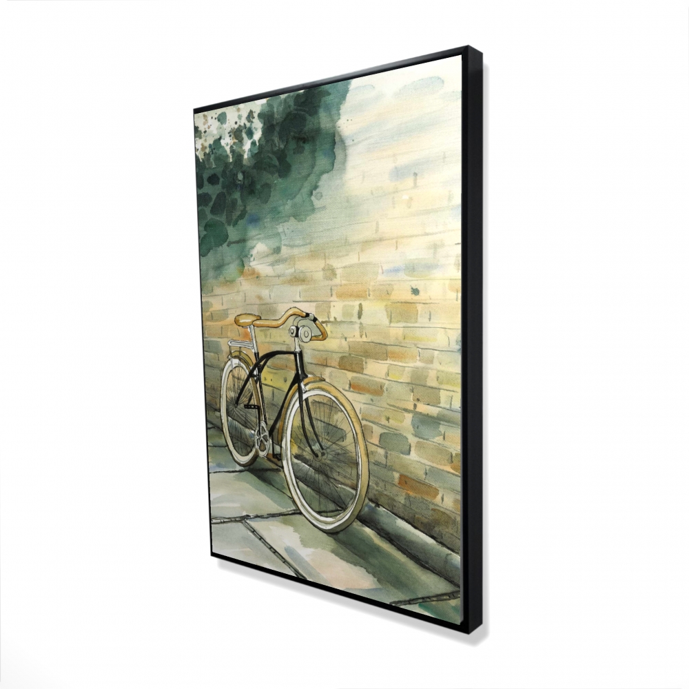 2081-3624-TR76 24 x 36 in. Old Urban Bicycle - Trees Kitchen Framed Canvas Home Decor