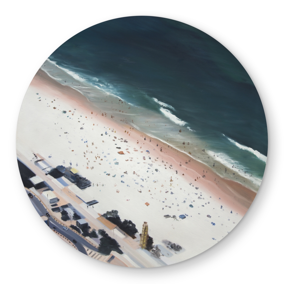 C1COAR55SOPTLN 5 x 5 ft. Hot Day At the Beach - Marine Blue Round Outdoor Area Rug