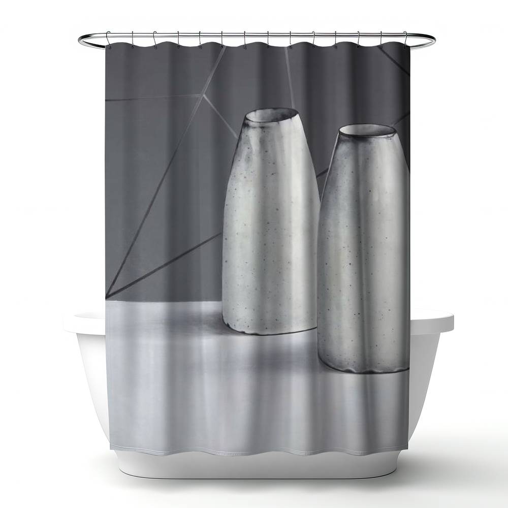 4240-7174-SL28 71 x 74 in. Vases Kitchen White Object Shower Curtain - Home Decor Essential
