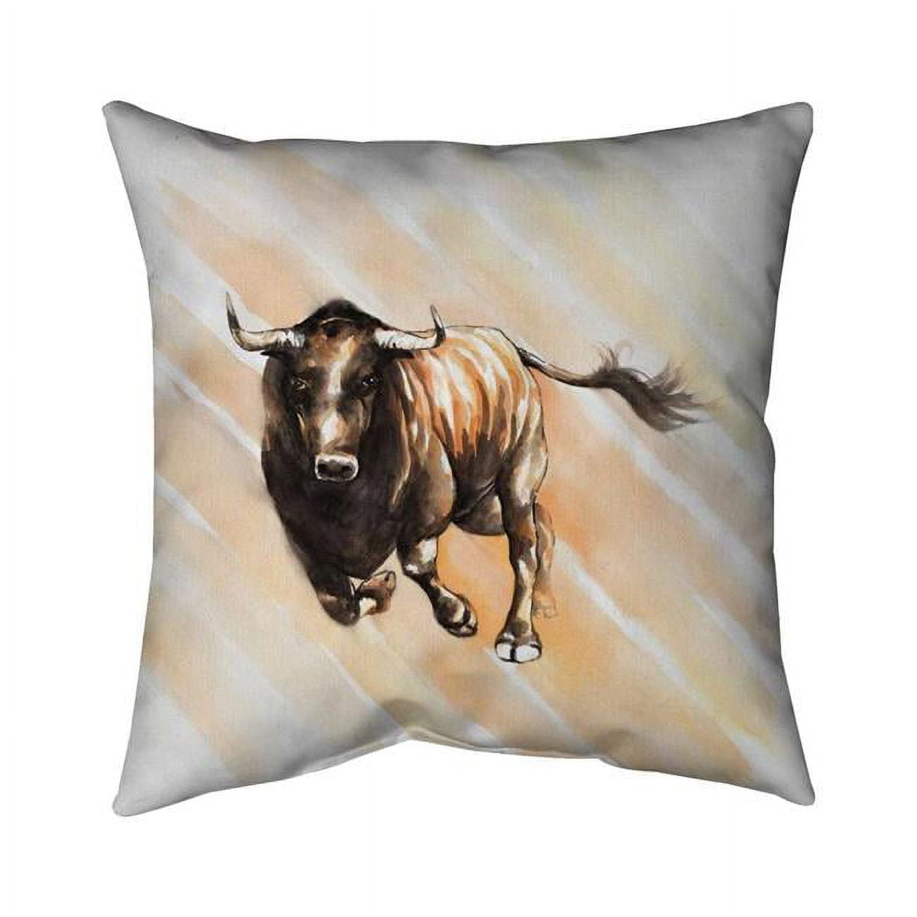 20 x 20 in. Bull Running Watercolor-Double Sided Print Indoor Pillow