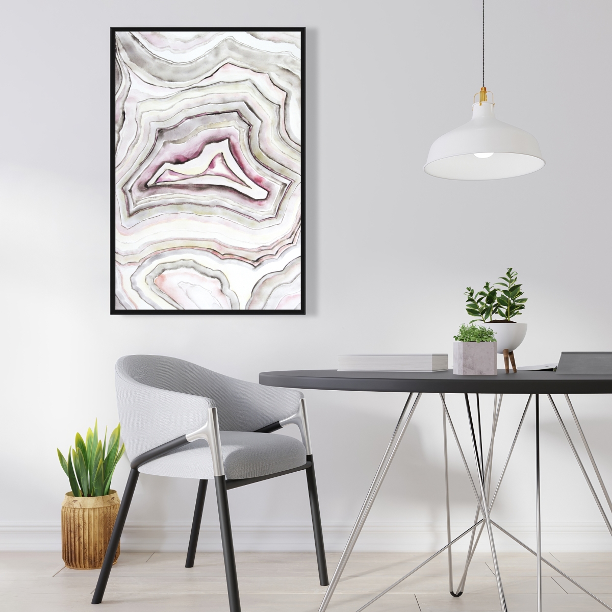 C1FC2436566MLE 24 x 36 in. Geode - Pattern Beige Framed Canvas for Home Decor