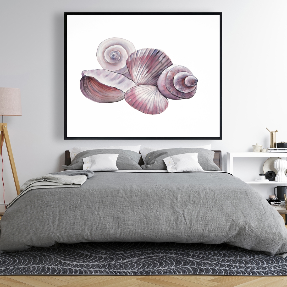 C1FC486093Q5MU 48 x 60 in. Seaside Shells - Pink Coastal Framed Canvas Home Decor
