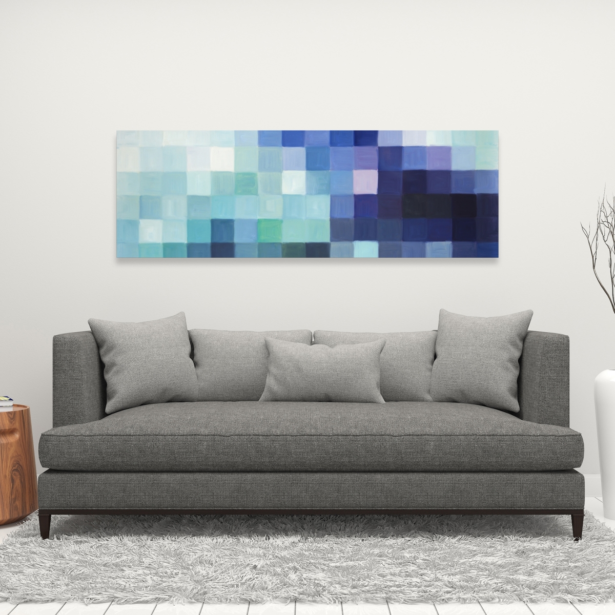 C1RC1648CUSKMF 16 x 48 in. Pixelized Landscape - Turquoise Bedroom Canvas for Home Decor