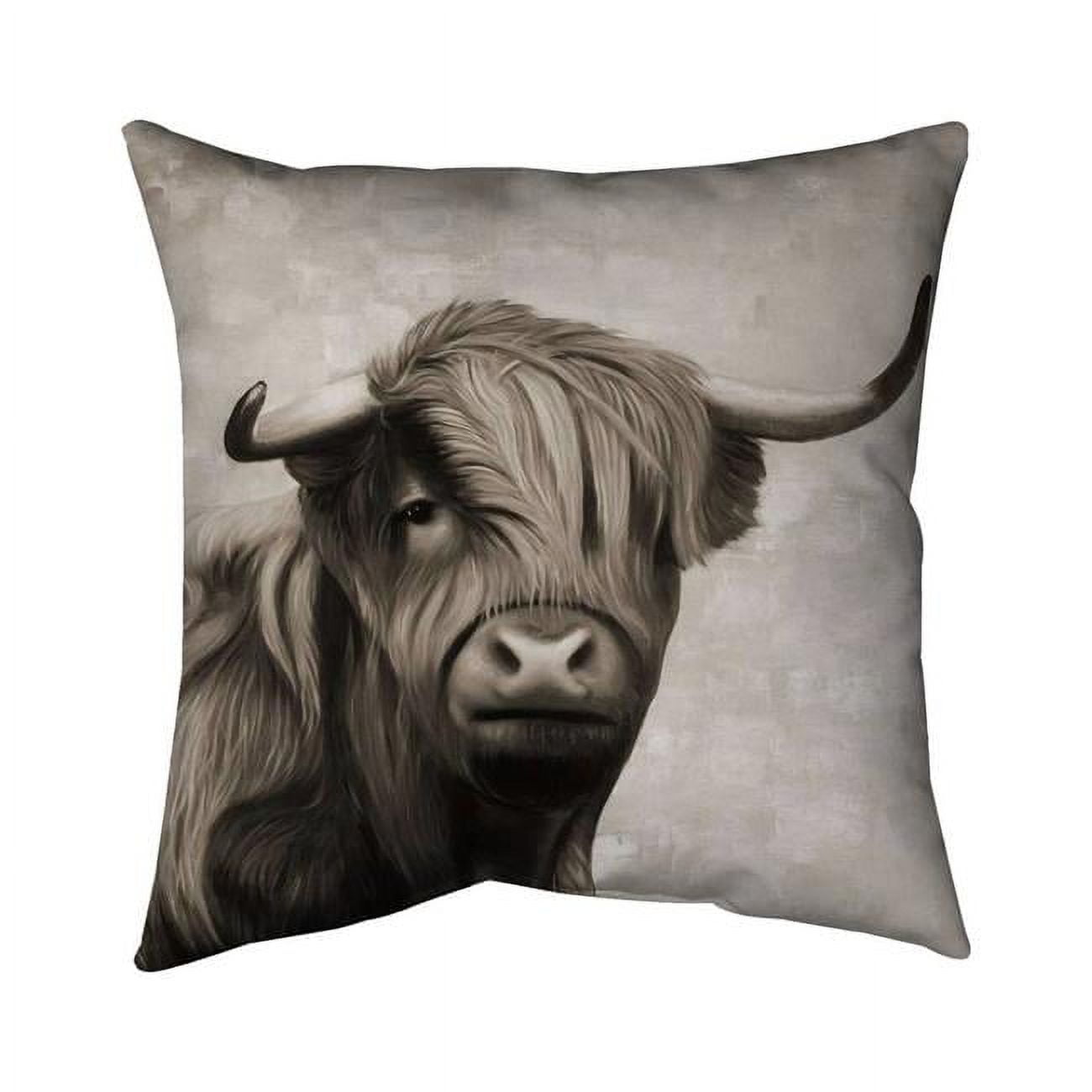 20 x 20 in. Highland Cattle Sepia-Double Sided Print Indoor Pillow