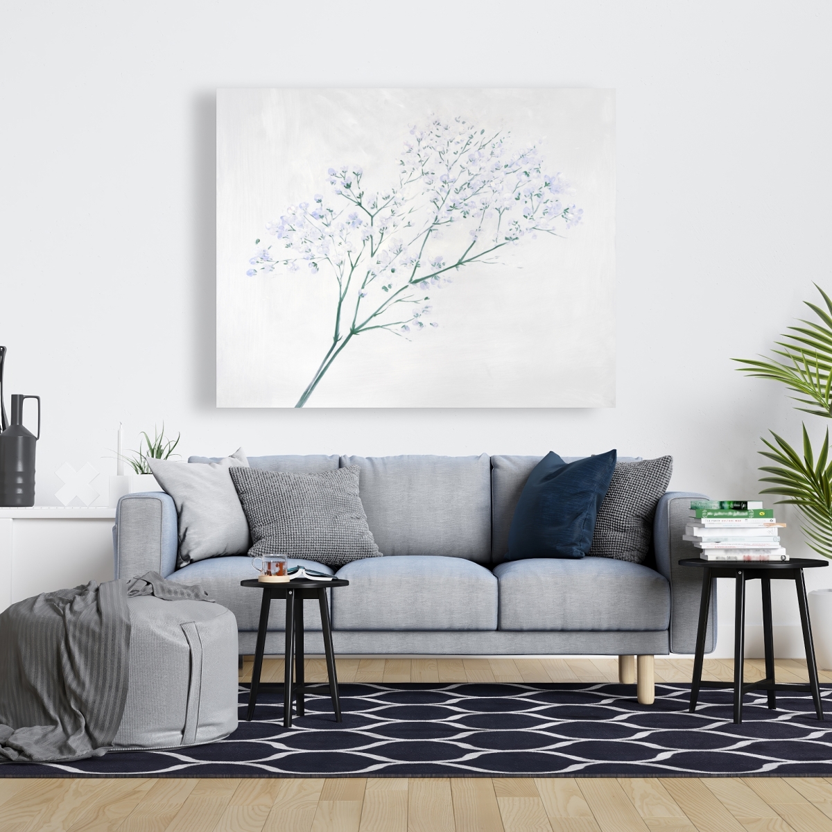 C1RC4860R33V00 48 x 60 in. Bouquet of Flowers Babies Breath - Rustic Livingroom Canvas Decor