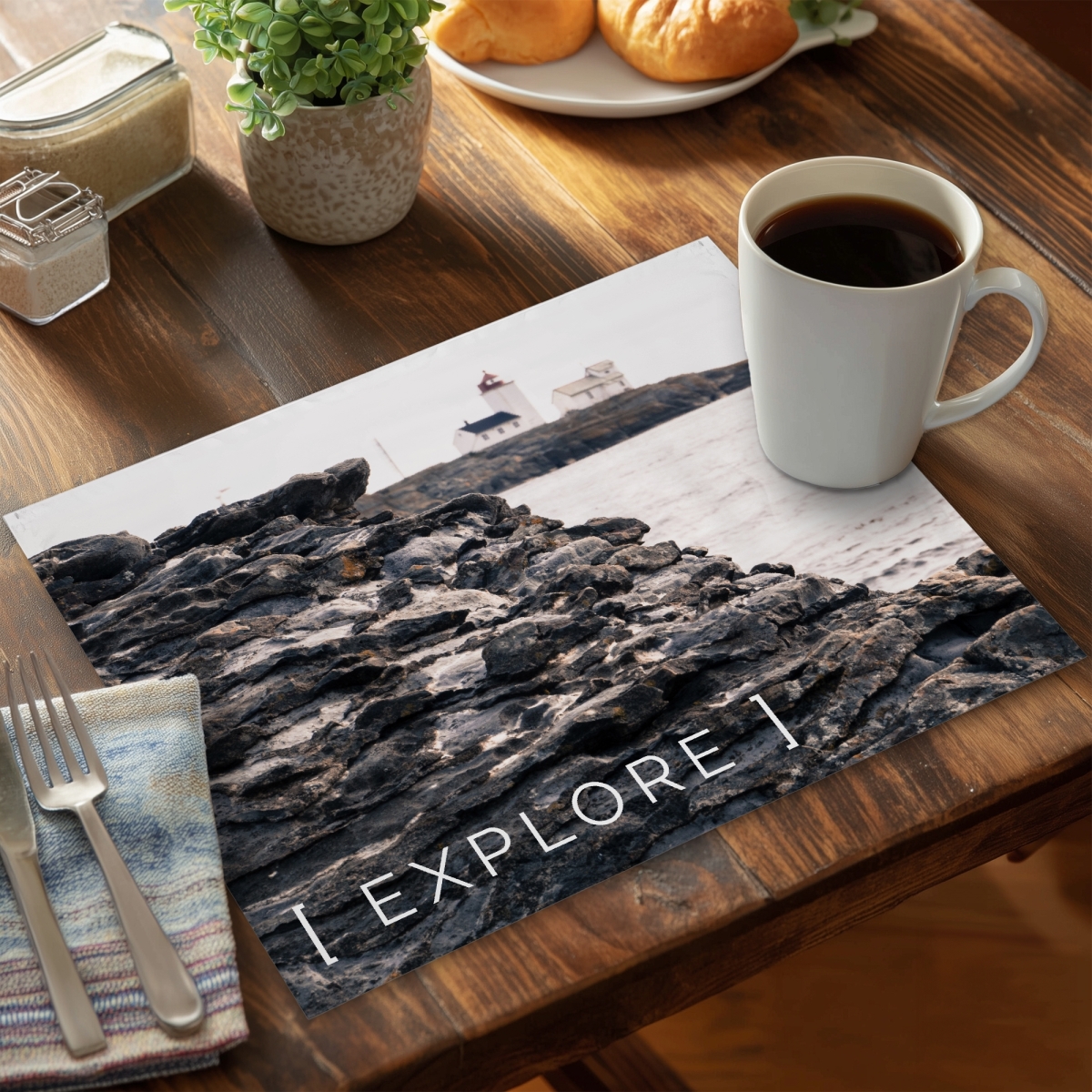 Picture of Begin Home Decor C6PP1418ZEDB2H 14 x 18 in. Explore Polyester Placemat for Stylish Home Decor - Durable Design - Set of 6