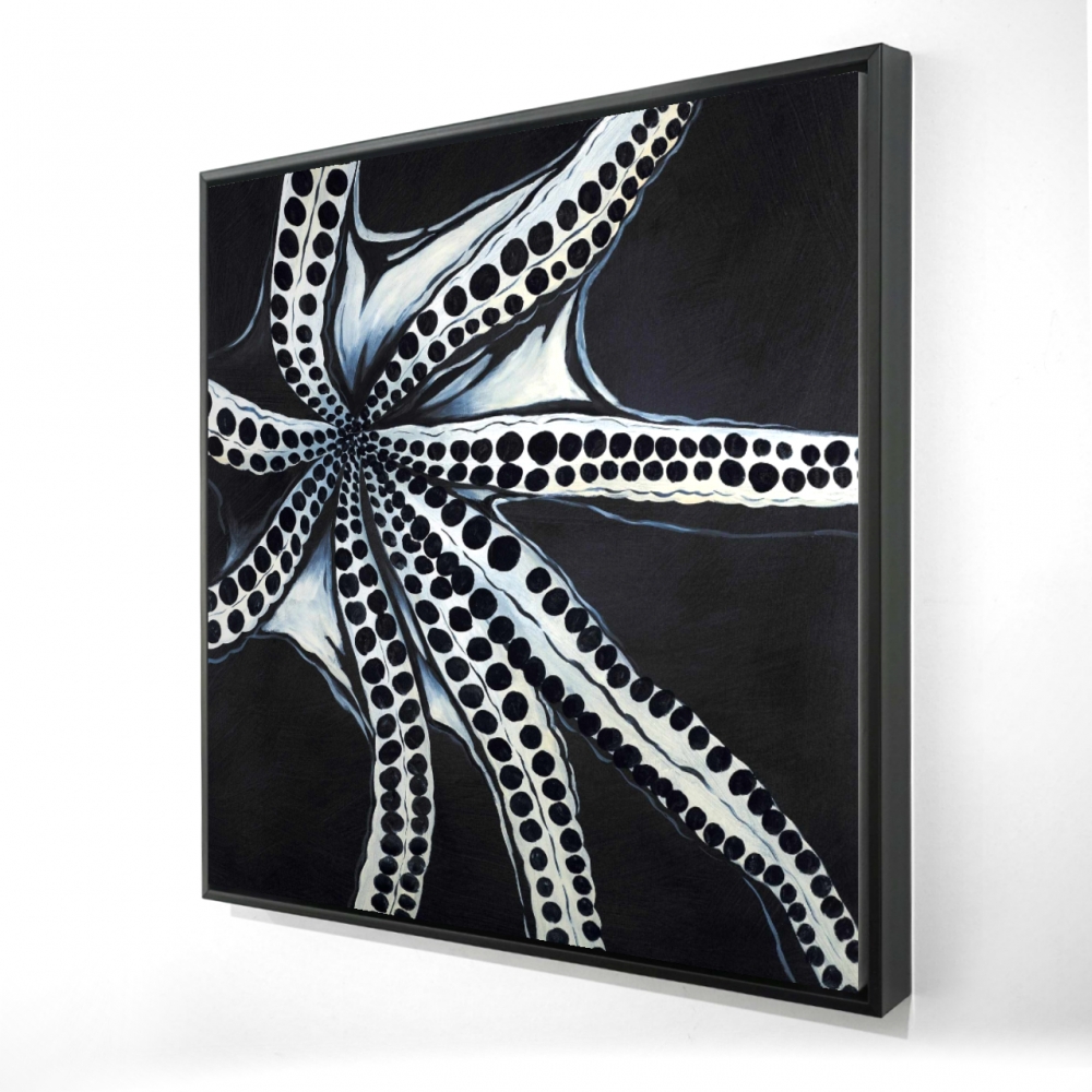 2081-3636-AN337-1 36 x 36 in. Large Octopus Tentacle - Black Framed Canvas Home Decor