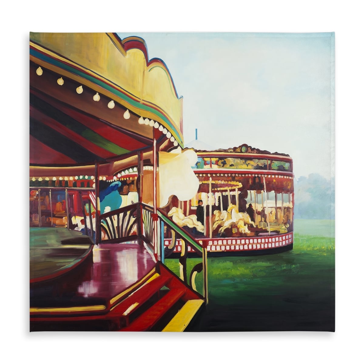 Picture of Begin Home Decor C1TC5858U6UY1H 58 x 58 in. Carousel in a Carnaval Tablecloth - Hobbies Miscellaneous Decor