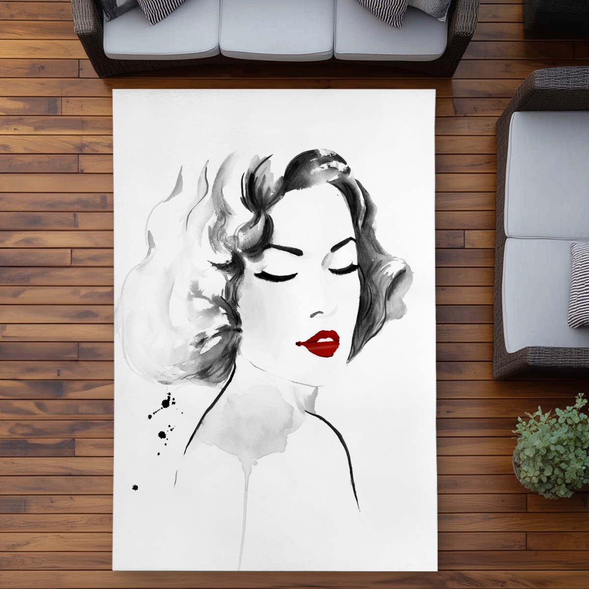 C1ROAR570SWKVA 5 x 7 ft. Watercolor Woman Outdoor Area Rug - for Home Decor - Rectangle