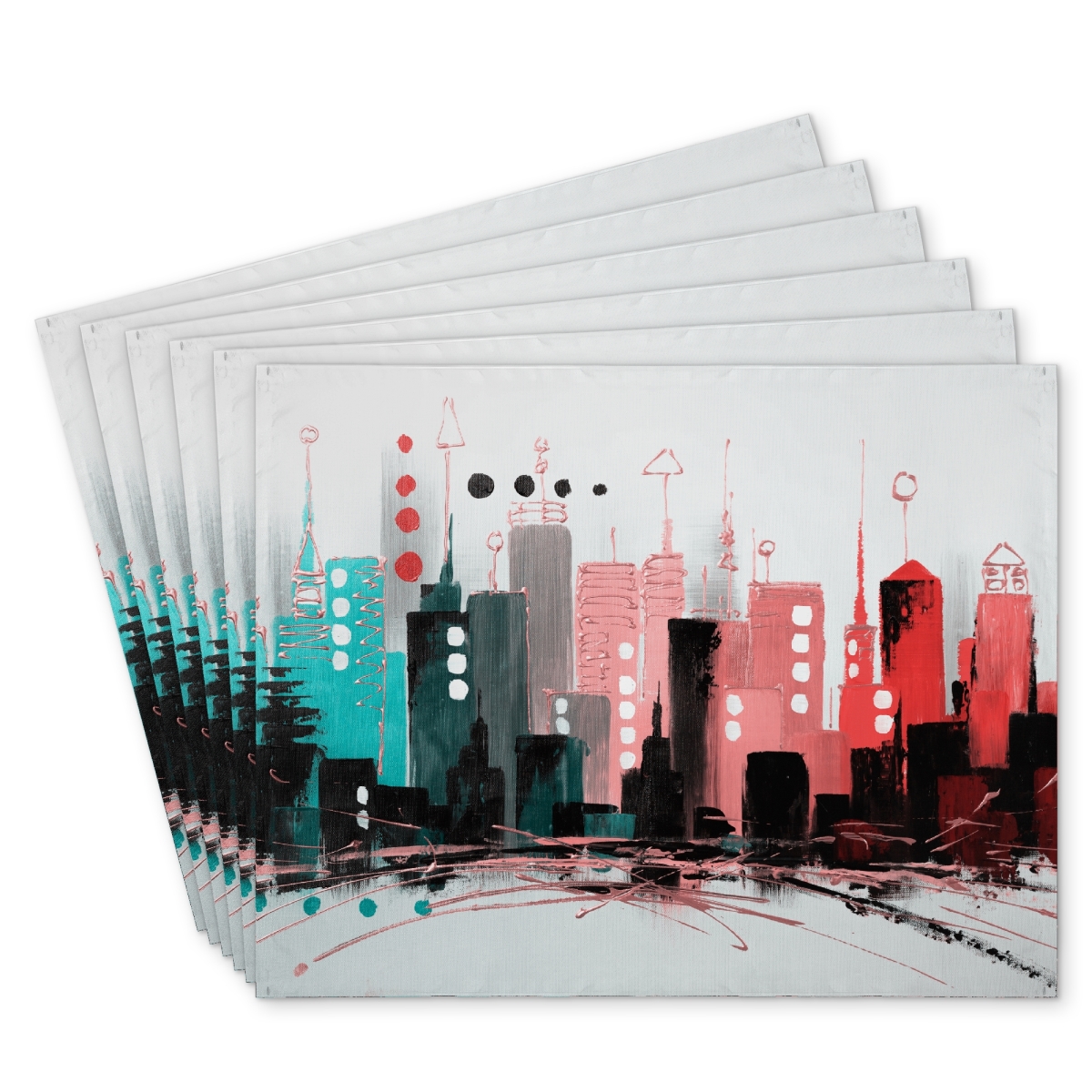 Picture of Begin Home Decor C6PP14187N8AY2 14 x 18 in. Cityscape Rose Gold Polyester Placemat - Home Decor Elegance - Set of 6