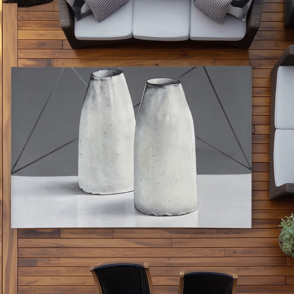 C1ROAR576UT2ZO 5 x 7 ft. Vases White Kitchen Outdoor Area Rug - Stylish Home Decor - Rectangle