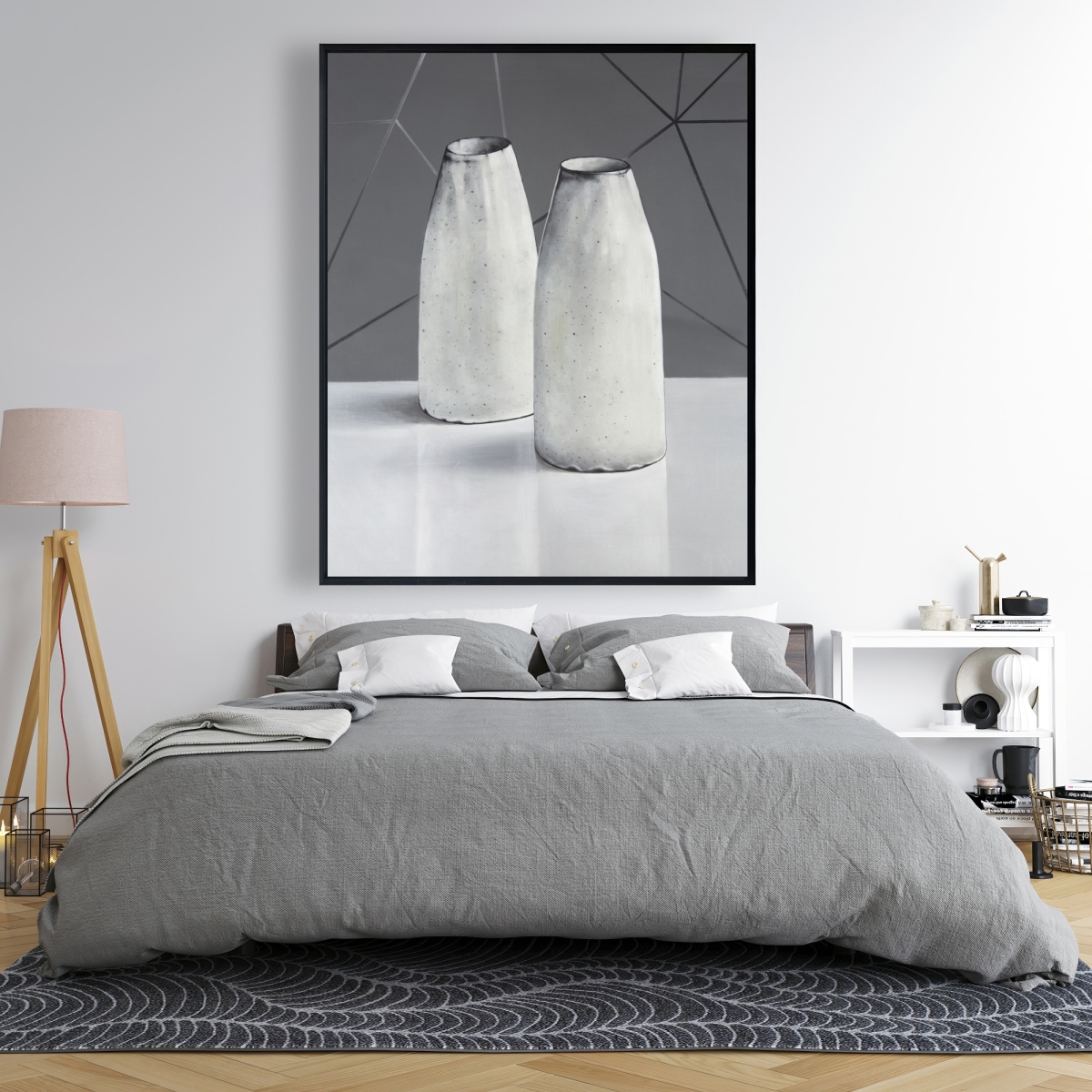 C1FC4860TY3BBA 48 x 60 in. Vases - Monochrome Object Framed Canvas for Home Decor