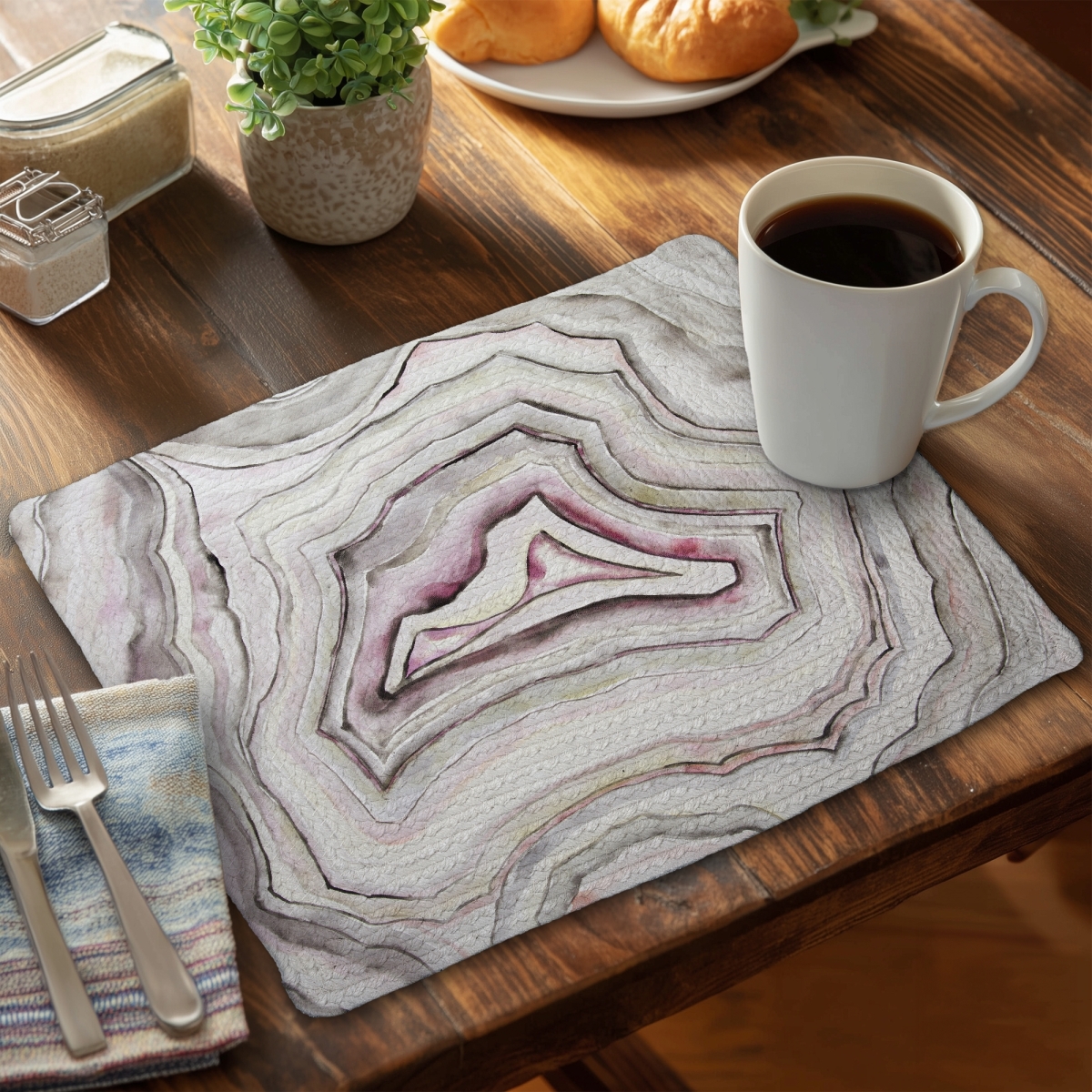 Picture of Begin Home Decor C6BP1418IIA8SH 14 x 18 in. Geode Braided Polyester Placemats for Stylish Home Decor - Set of 6