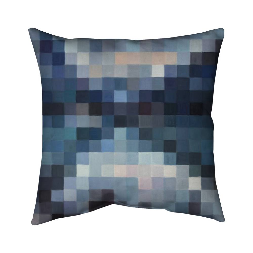 5543-2626-MI104 26 x 26 in. Pixelated Mountainous Landscape - Blue Modern Poly Twill Throw