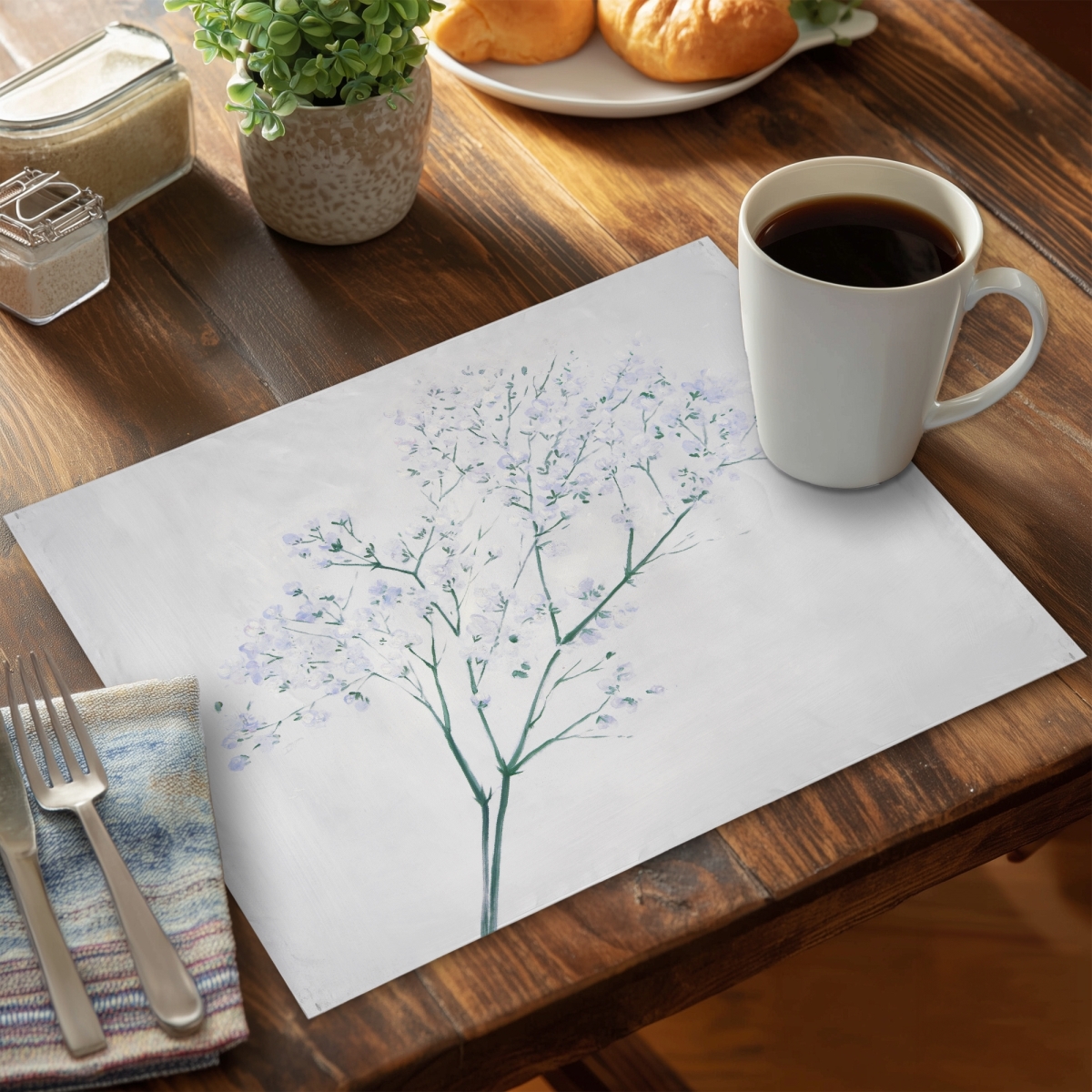 Picture of Begin Home Decor C4PP1418IS1DHT 14 x 18 in. Bouquet of Flowers Babies Breath Polyester Placemat - Home Decor - Set of 4