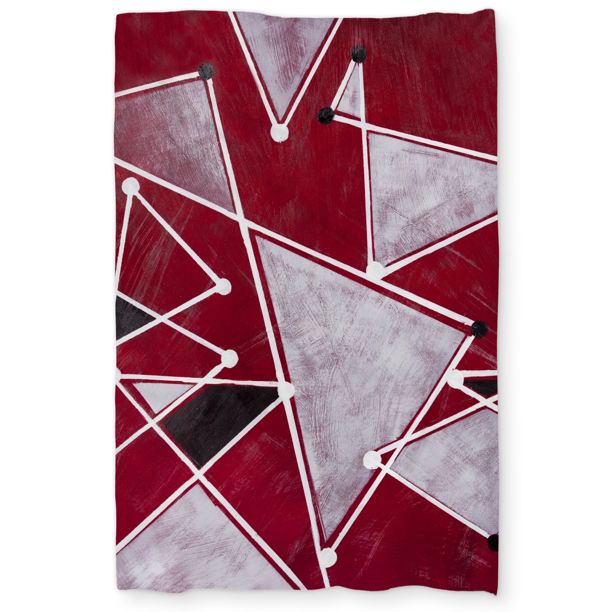 C1DCTXLW5NQEYB Twin Extra Long White Triangles on Red Background - Office Gray Duvet Cover