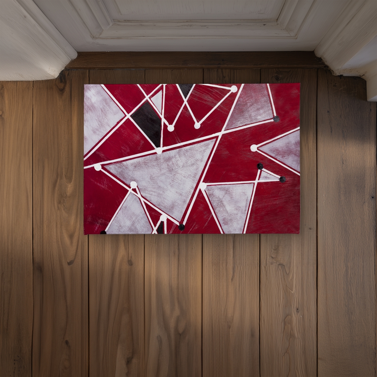 CODM1724Q8340F 17 x 24 in. White Triangles on Red Background Door Mat - Indoor & Outdoor Decor
