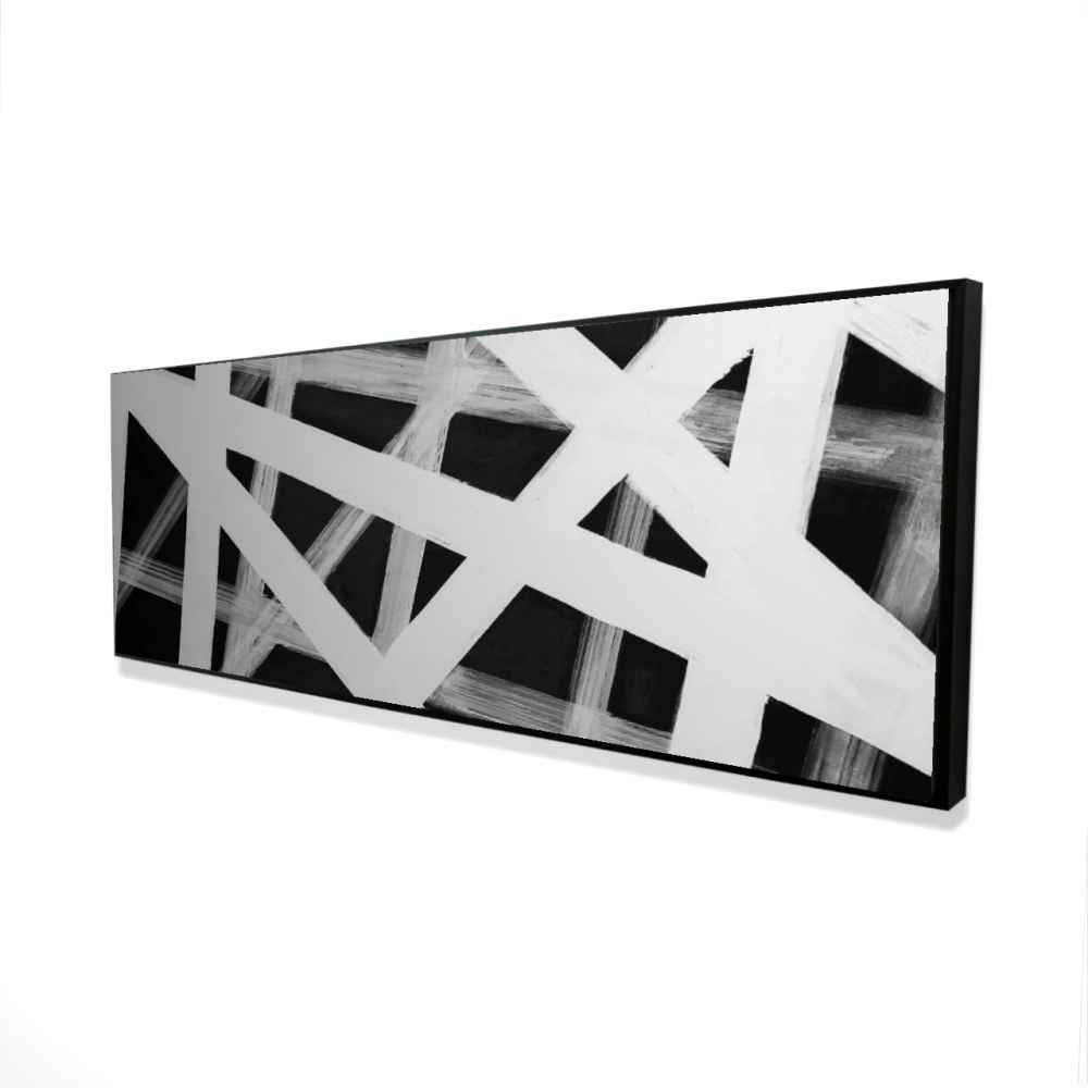 2081-2060-AB31-1 20 x 60 in. Geometric Stripes - Black Framed Canvas Decor