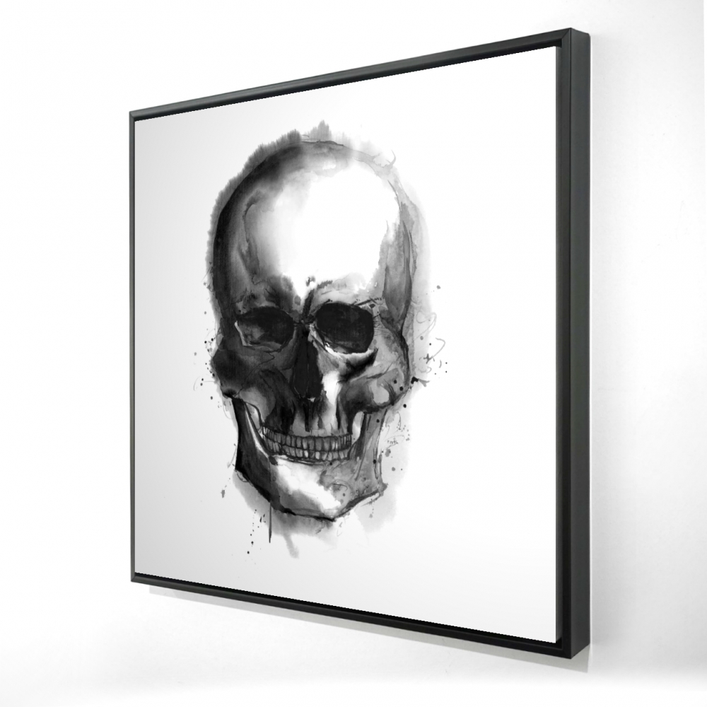 2081-3636-MI85-1 36 x 36 in. Watercolor Dark Skull - Framed Canvas for Man Cave Decor