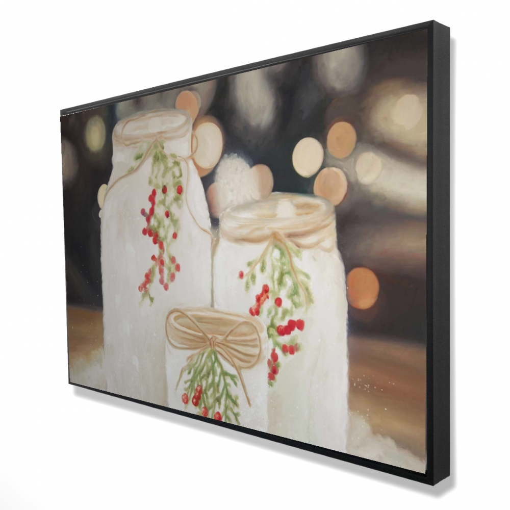 2081-2436-HO10 24 x 36 in. Christmas Candles Still Life Bedroom Canvas - Home Decor