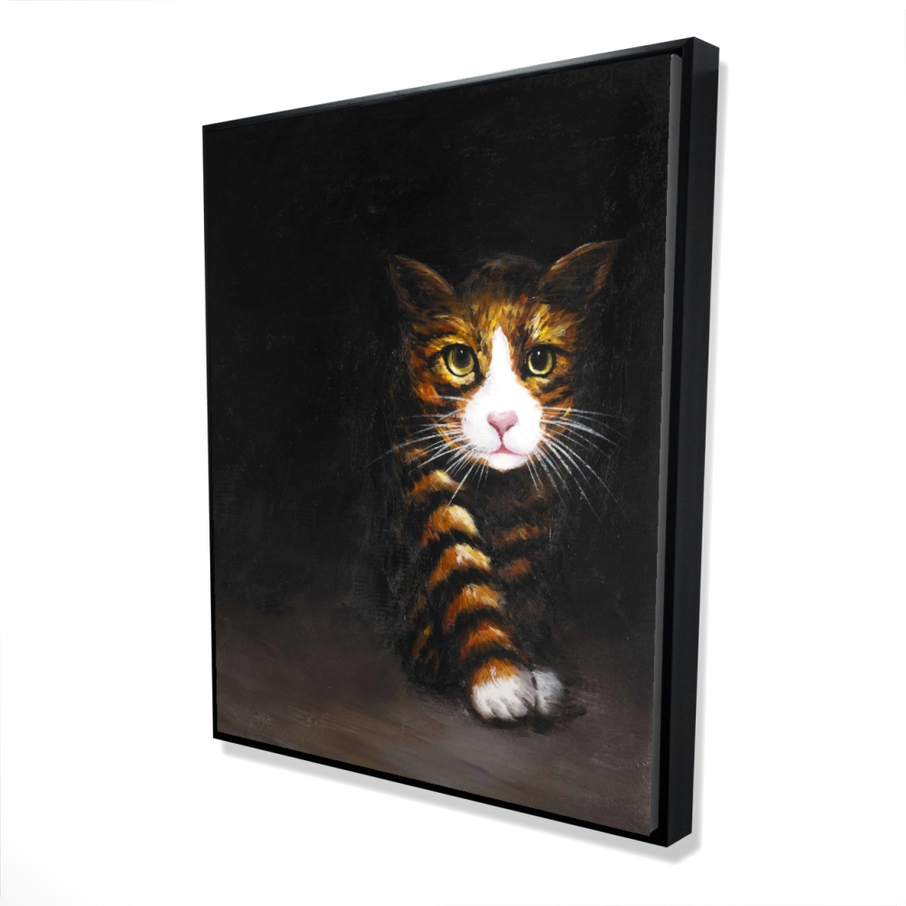 2081-6048-AN168 48 x 60 in. Discreet Cat - Brown Animals Framed Canvas for Home Decor