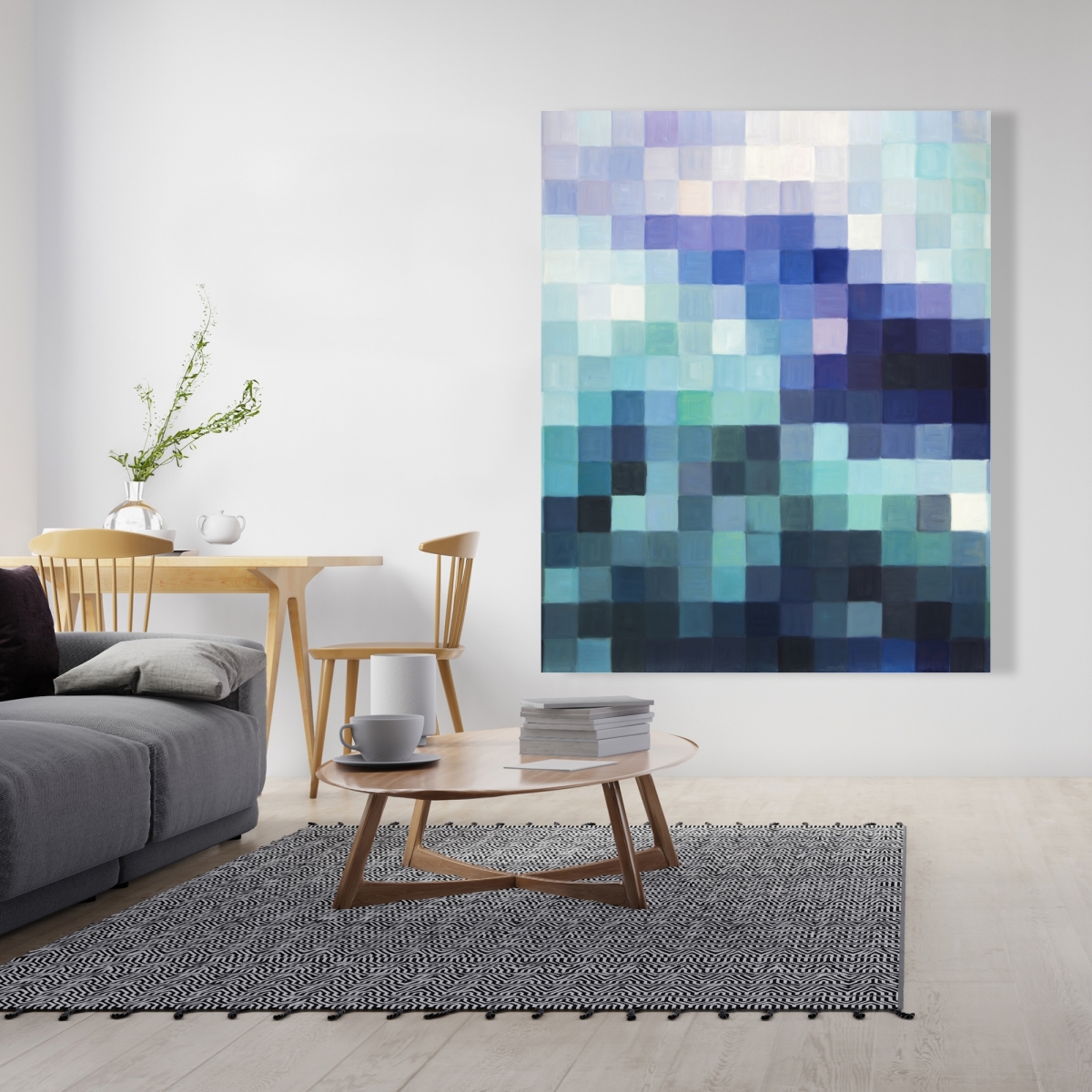 C1RC4860CN3QD9 48 x 60 in. Pixelized Landscape - Modern Bathroom Canvas for Home Decor