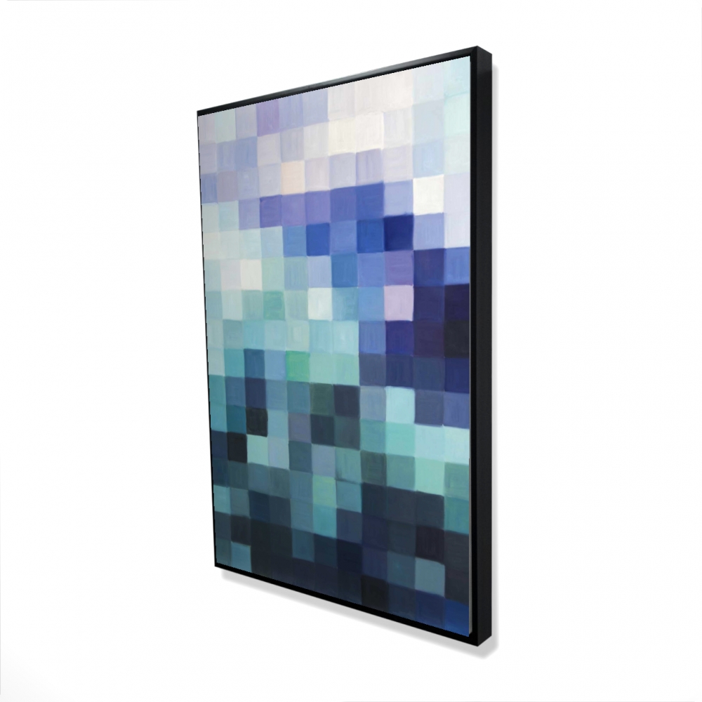 2081-3624-MI103 24 x 36 in. Pixelized Landscape - Shapes Modern Framed Canvas Decor