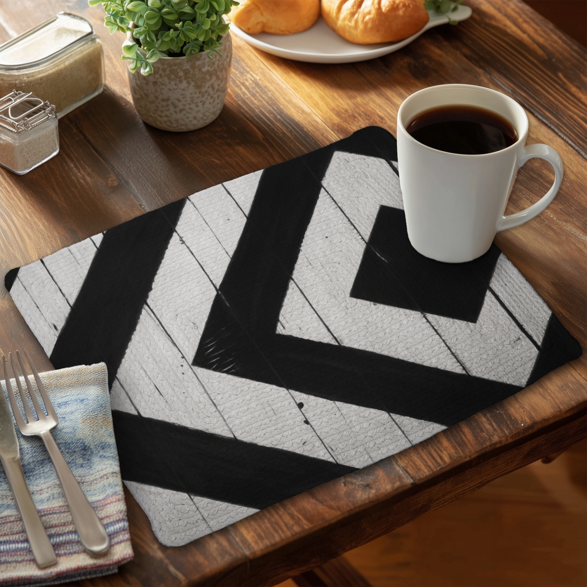 Picture of Begin Home Decor C6BP1418GV6VF6 14 x 18 in. Rhombus on Wood - Braided Polyester Placemat for Home Decor - Set of 6