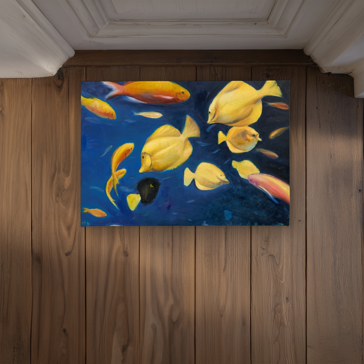 CODM17246UZSIW 17 x 24 in. Fish Under the Sea Door Mat - Contemporary Orange Indoor Outdoor