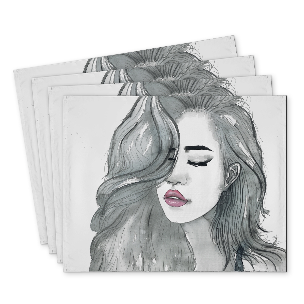 Picture of Begin Home Decor C4PP1418DR395T 14 x 18 in. Beautiful Female Hair - Polyester Placemat for Home Decor - Set of 4