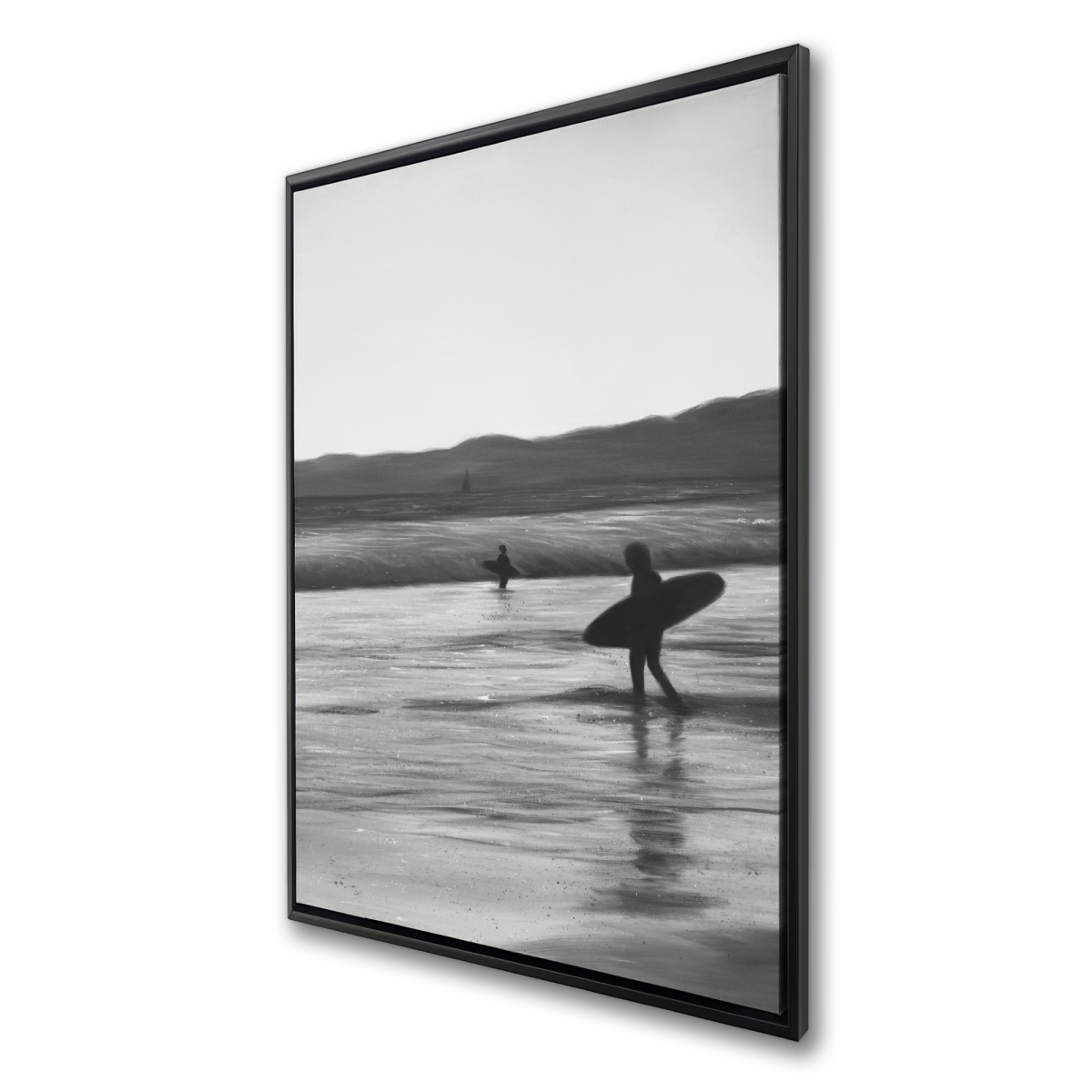 C1FC2436QSZCEL 24 x 36 in. Surfers - Gray Coastal Framed Canvas for Home Decor