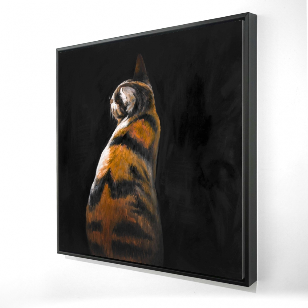 2081-3636-AN167 36 x 36 in. Spotted Cat - Modern Orange Framed Canvas for Home Decor