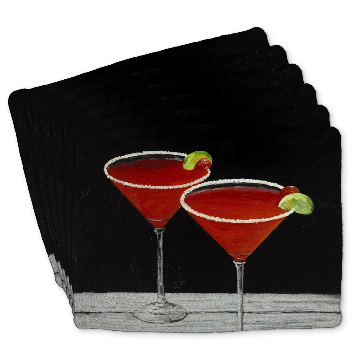 Picture of Begin Home Decor C6BP1418YNYVD4 14 x 18 in. Cosmopolitan Drink Braided Polyester Placemat for Home Decor - Set of 6