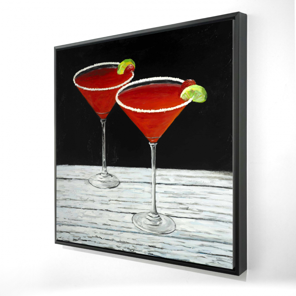 2081-3636-GA40 36 x 36 in. Cosmopolitan Drink Gray Kitchen Framed Canvas Home Decor