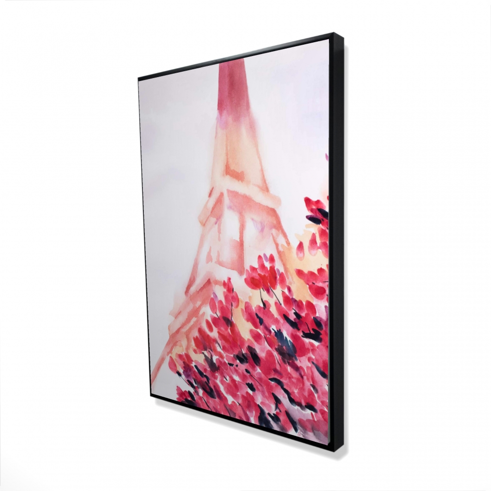 2081-3624-ST55 24 x 36 in. Pink Eiffel Tower - Romantic Seasons Framed Canvas Decor