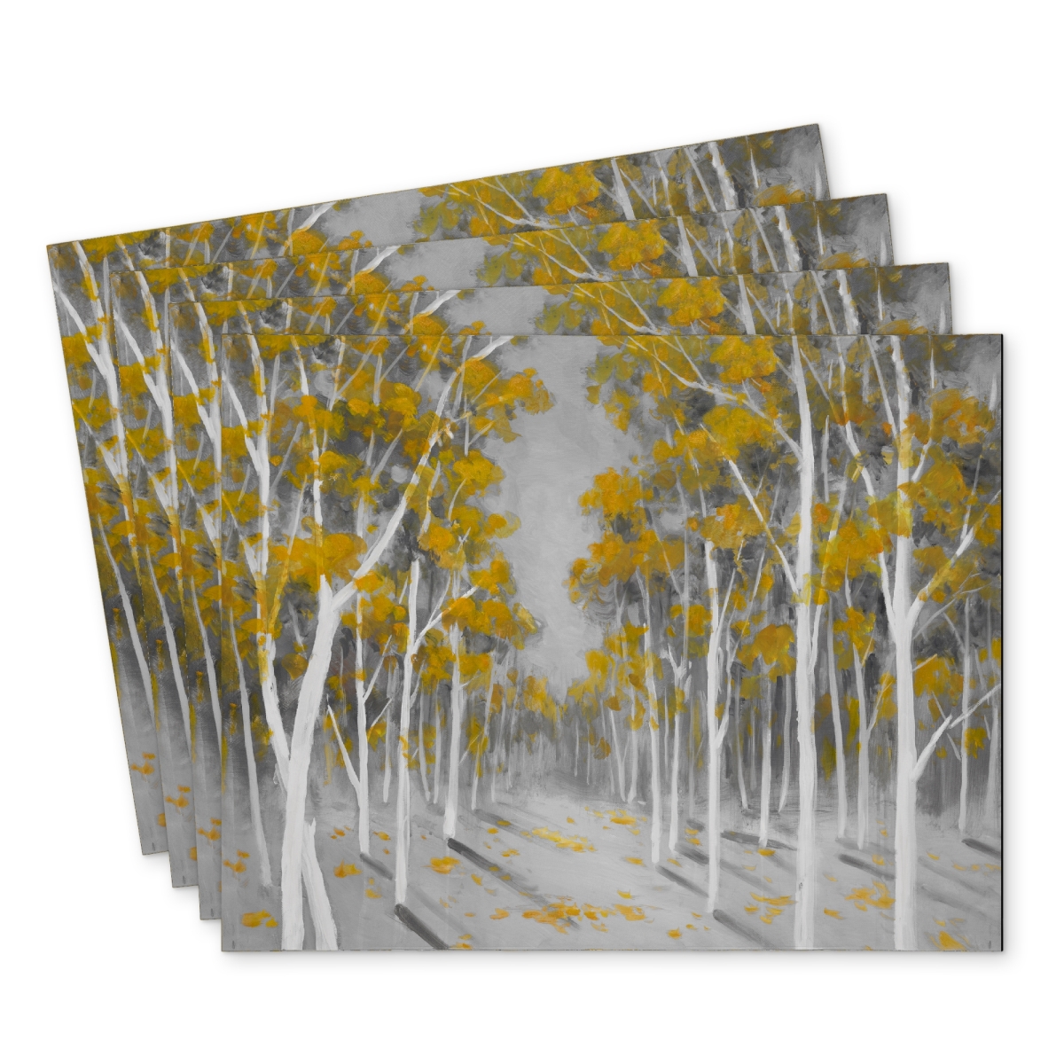 Picture of Begin Home Decor C4PP1418F6CMV6 14 x 18 in. Yellow Birch Forest Polyester Placemat - Home Decor Accent - Set of 4