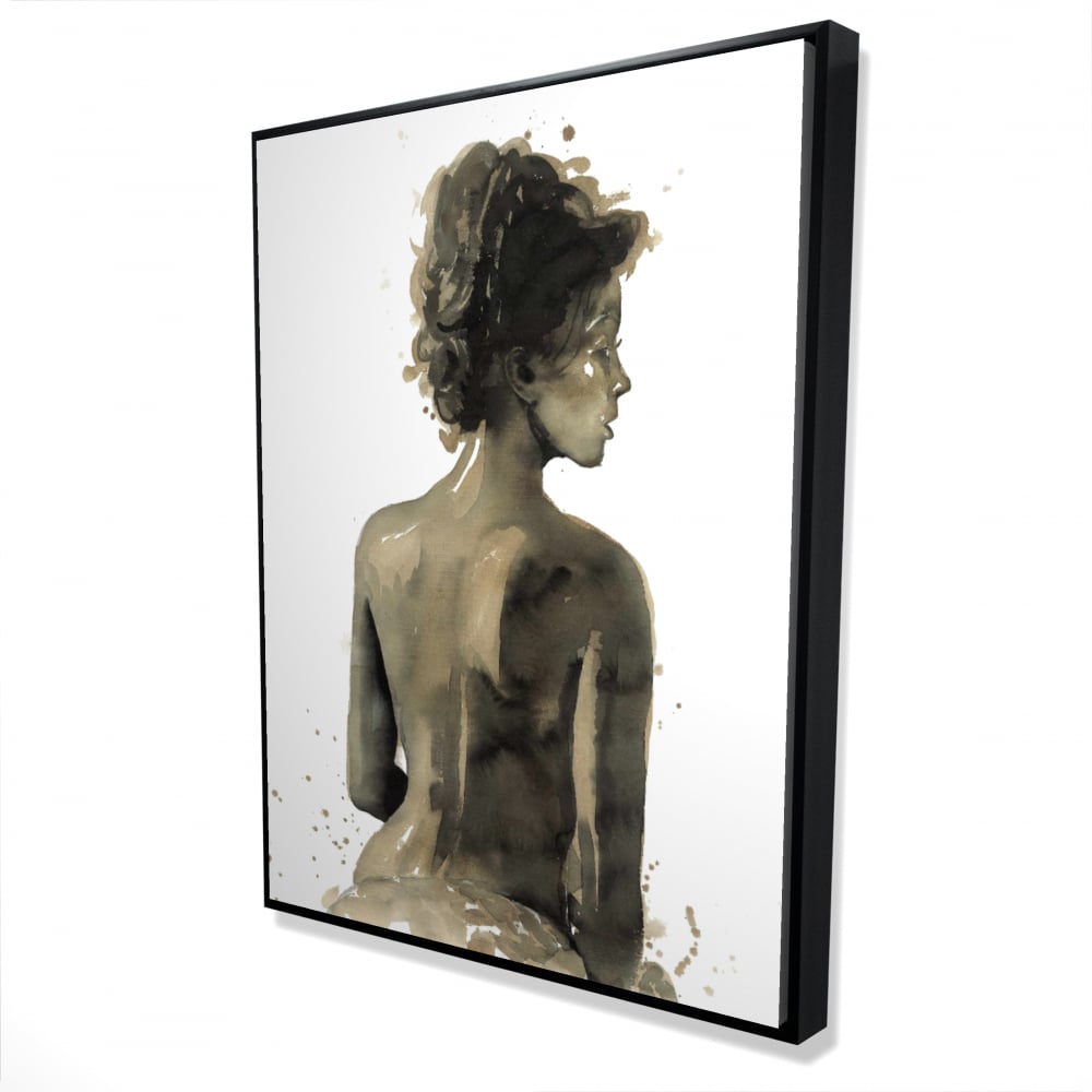 2081-4836-FI75 36 x 48 in. Womans Back in Sepia - Figurative Framed Canvas Art - Home Decor