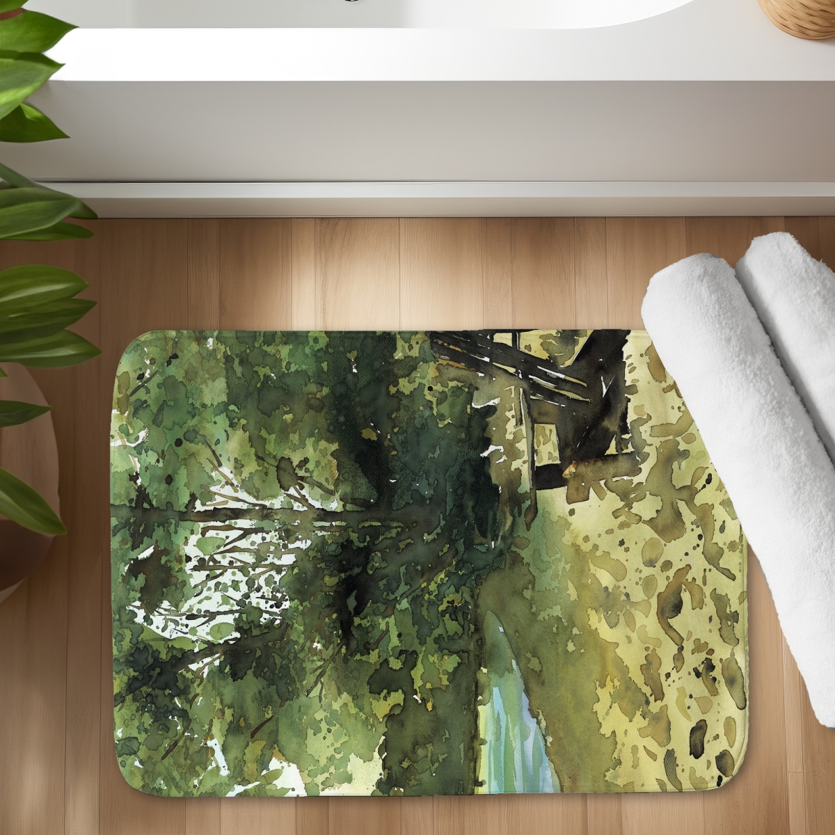 C1BM1724C3EQTQ 17 x 24 in. Day At the Lake Beach Scenic Bath Mat - Home Decor Accent
