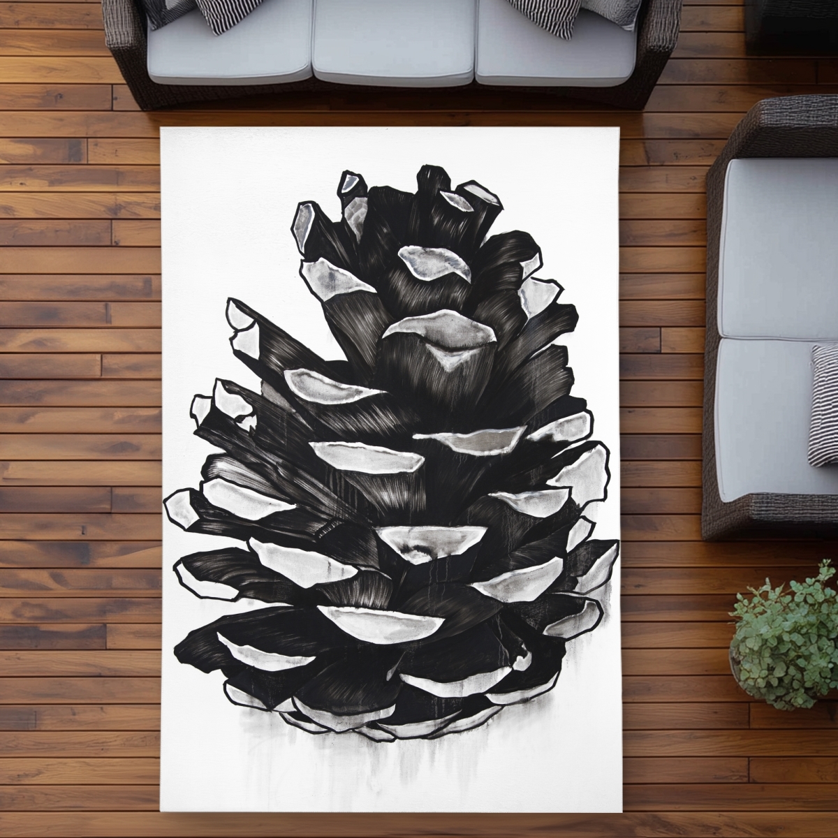 C1ROAR577JYJZ8 5 x 7 ft. Pine Cone Outdoor Area Rug - Living Room Decor Essentials - Rectangle