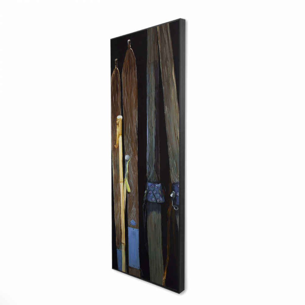 2081-6020-SP57 20 x 60 in. Old Skis - Rustic Framed Canvas for Home Decor - Vintage Art