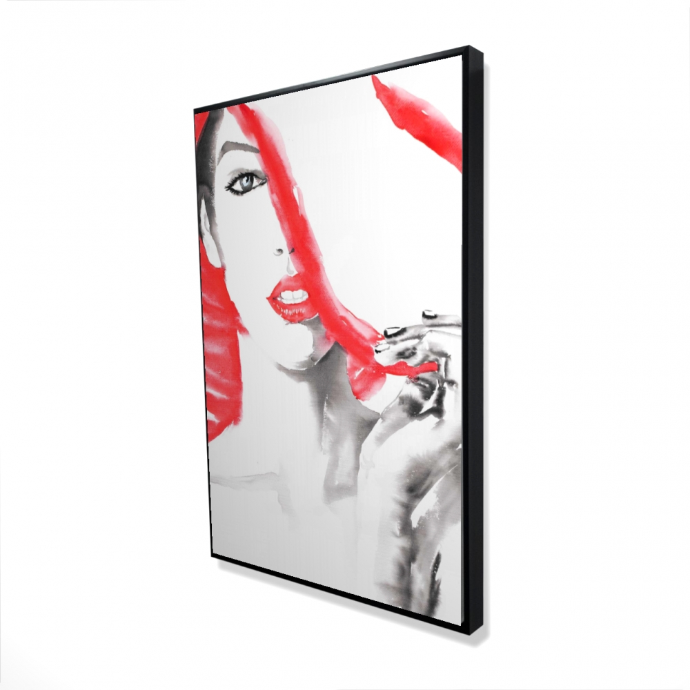 2081-3624-FI73 24 x 36 in. Woman with Big Hat - Bedroom Beauty Framed Canvas Decor