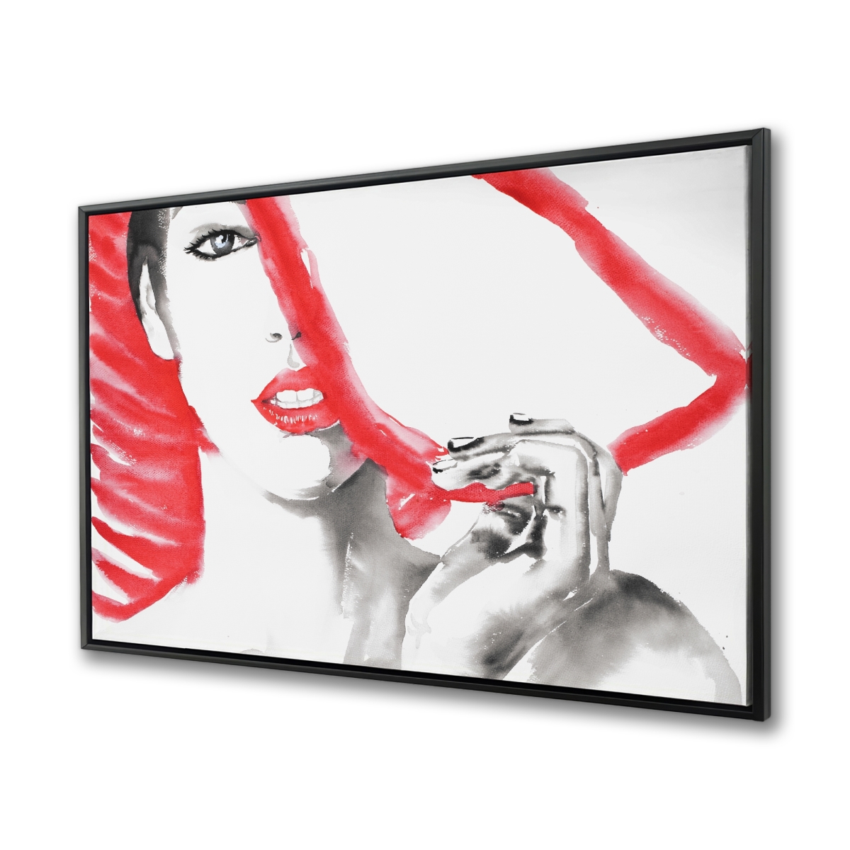 C1FC3648WMNPXS 36 x 48 in. Woman with Big Hat - Red Figurative Framed Canvas Decor