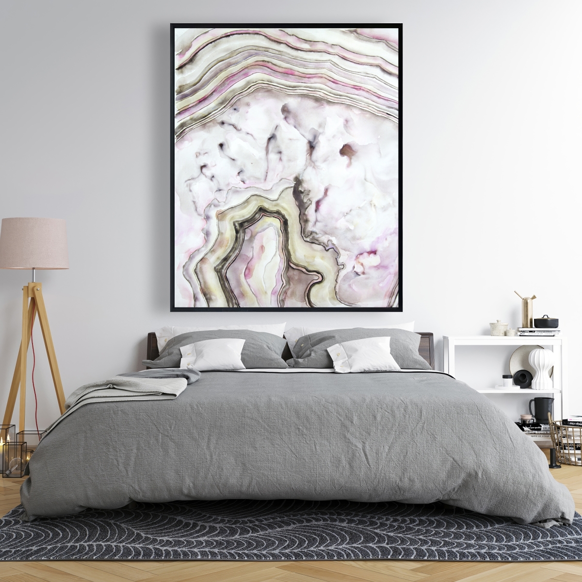 C1FC48606AJBLH 48 x 60 in. Agate - Purple Abstract Framed Canvas for Home Decor