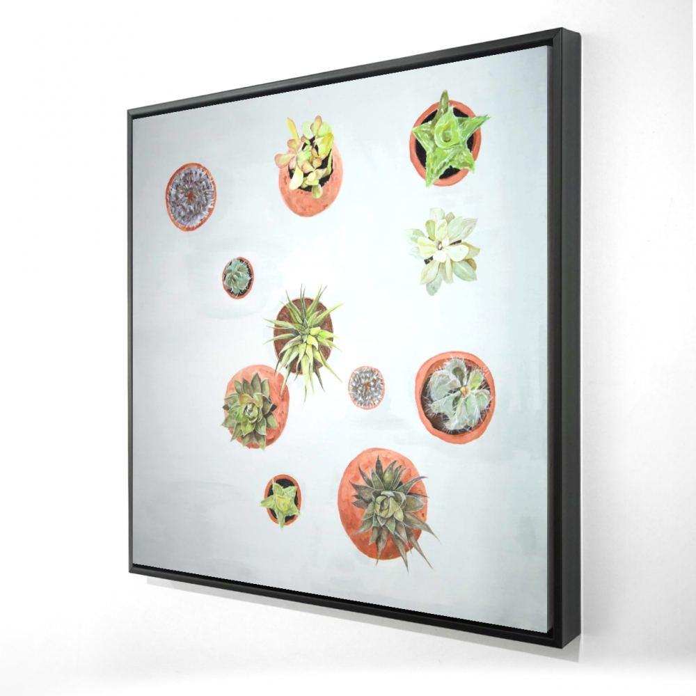 2081-3636-FL331 36 x 36 in. Cactus Plants - Exotic Botanical Framed Canvas for Home Decor