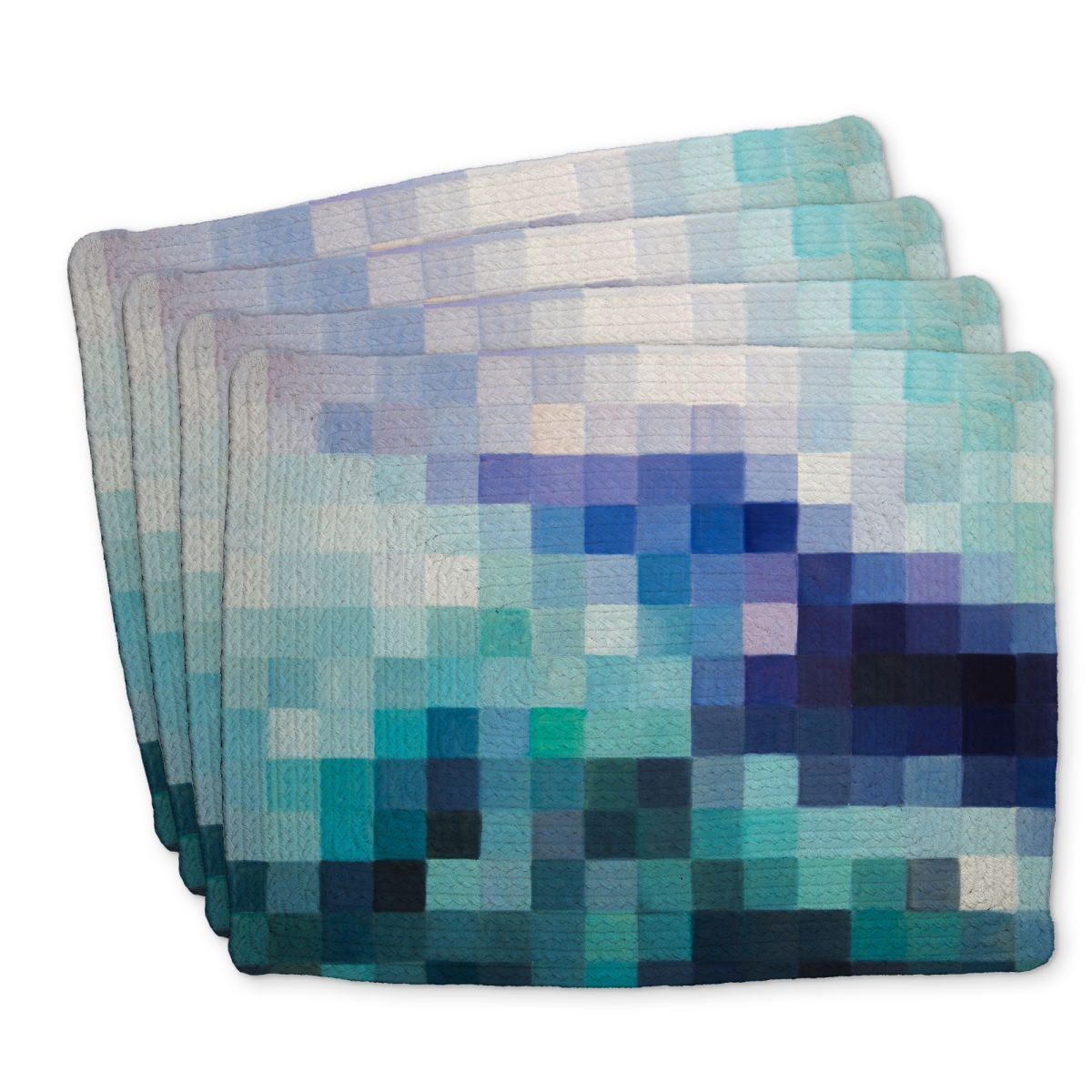 Picture of Begin Home Decor C4BP1418DKSLMX 14 x 18 in. Pixelized Landscape Braided Polyester Placemat - Home Decor - Set of 4