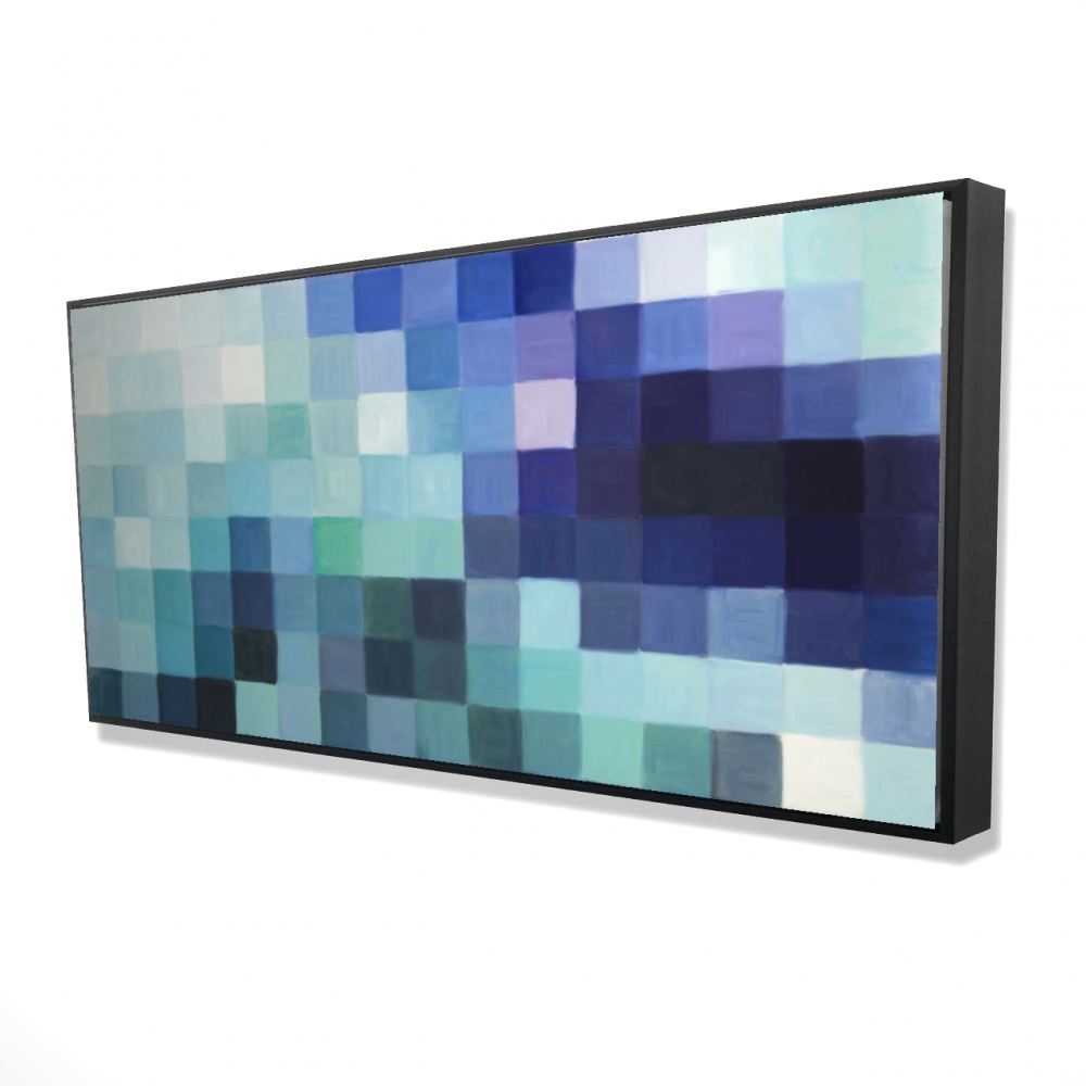 2081-2448-MI103 24 x 48 in. Pixelized Landscape - Modern Framed Canvas for Home Decor