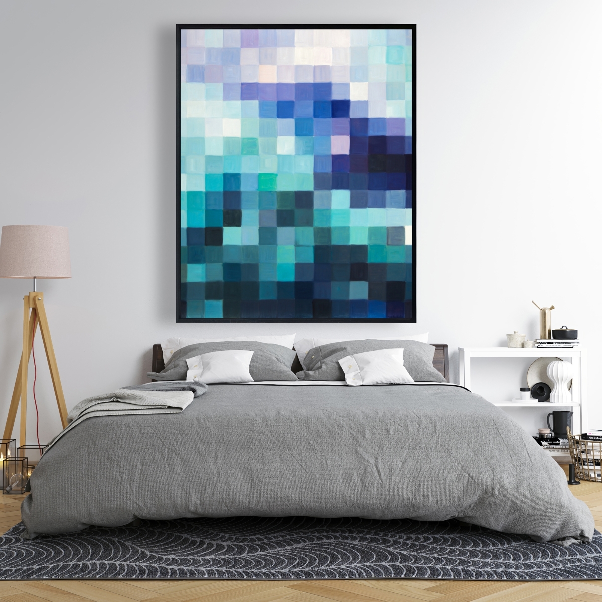 C1FC4860WV3VV1 48 x 60 in. Pixelized Landscape - Shapes Modern Framed Canvas Decor
