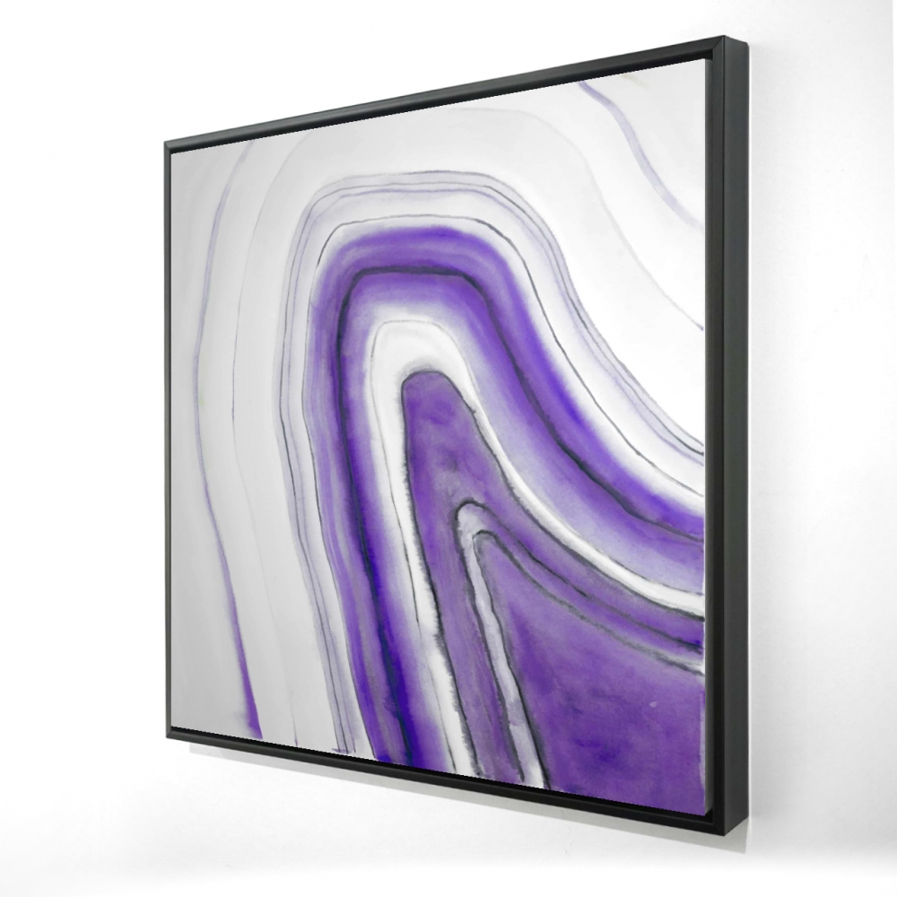 2081-3636-AB39-1 36 x 36 in. Purple Round Geode - White Minerals Framed Canvas Decor