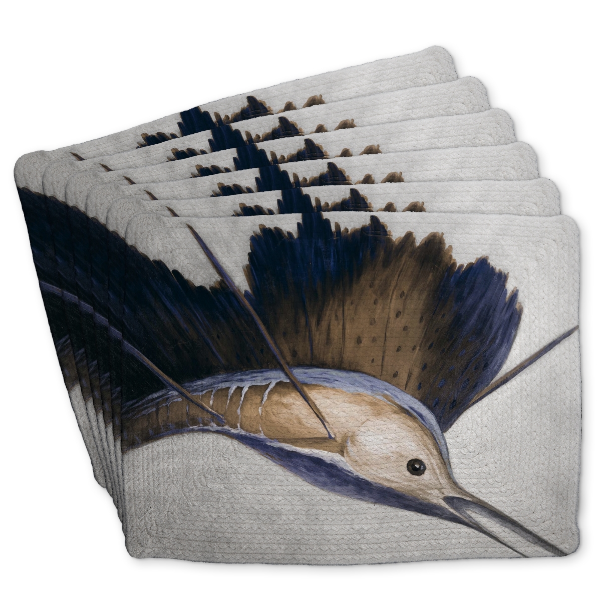 Picture of Begin Home Decor C6BP1418T4L7RE 14 x 18 in. Abstract Swordfish - Braided Polyester Placemat for Home Decor - Set of 6